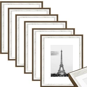 Sophisticated Brown and White Double Border Picture Frames